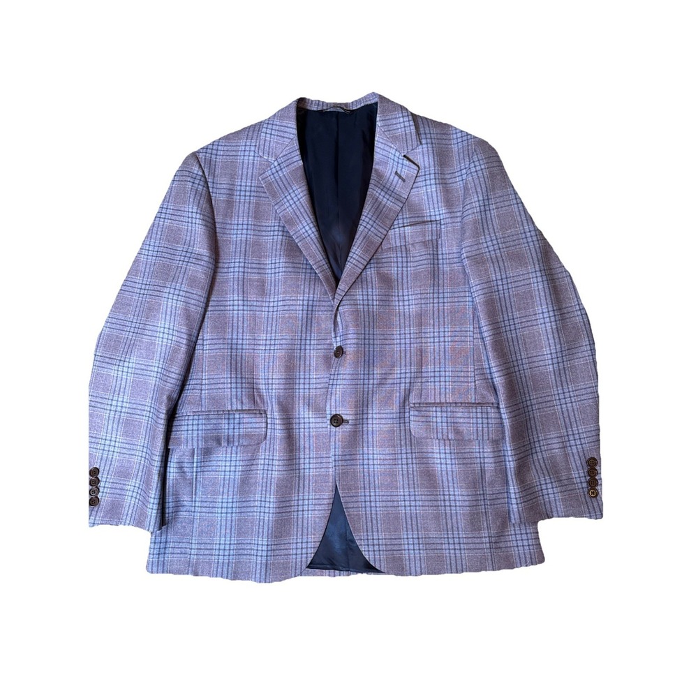 Coppley Sport Coat Mens 44R Reda 1865 Wool Window Plaid Blazer Muted Purple